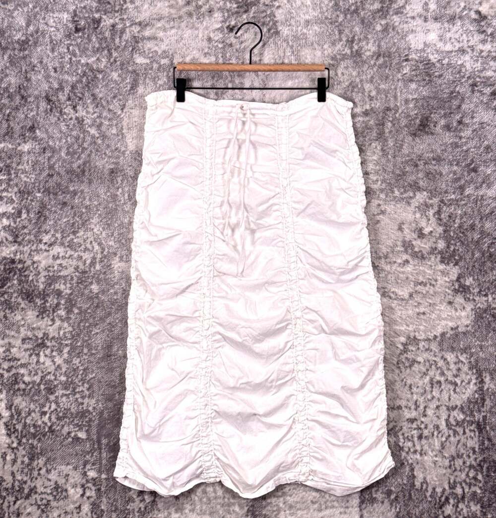 Core By XCVI Skirt XL Womens Double Shirred Pannel Cotton Poplin Midi